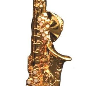 Gold Saxophone Brooch